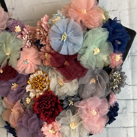 Corset Bustier 3D Floral Handmade Etsy Sz S Cottage Rave Feminine Fairy whimsy - Picture 3 of 14